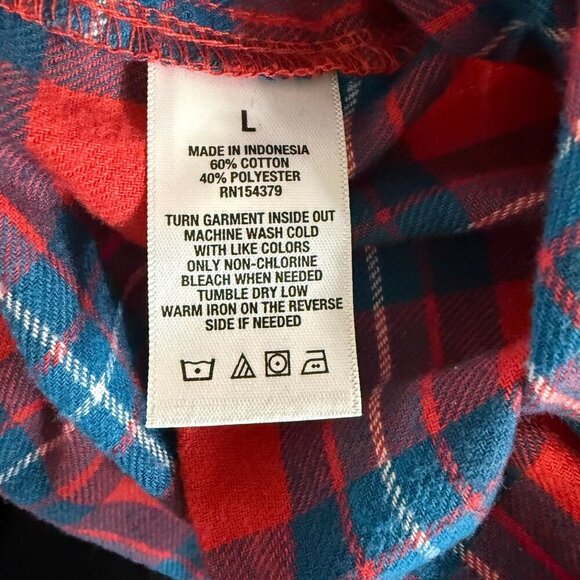 Aeropastale Plaid Flannel Shirt Button Up Cabin Grunge Red Blue Womens L - Picture 9 of 12